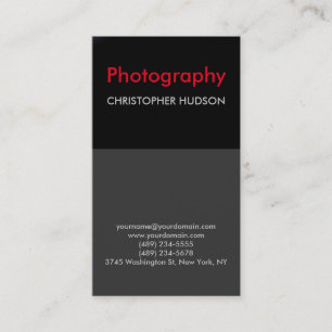 Exclusive Red black Grey Photography Business Card