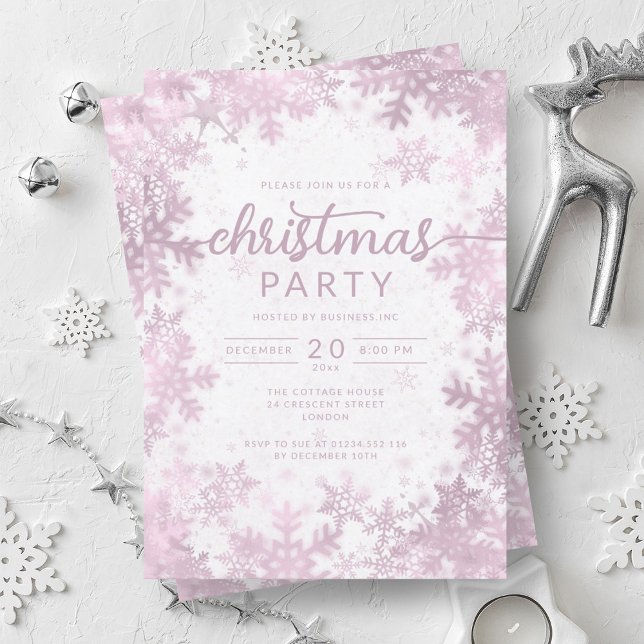 Exclusive Rose Gold Snowflakes Company Christmas  Invitation (Exclusive Rose Gold Snowflakes Company Christmas Invitation)