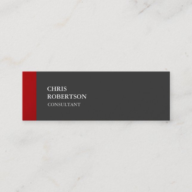 Exclusive Slim Special Plain Red Grey Mini Business Card (Front)