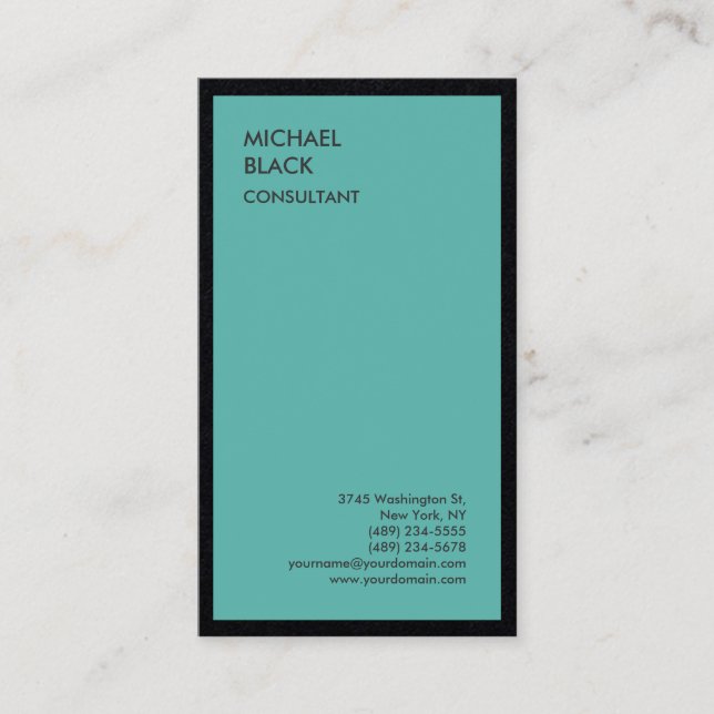 Exclusive Special Black Blue Modern Minimalist Business Card (Front)