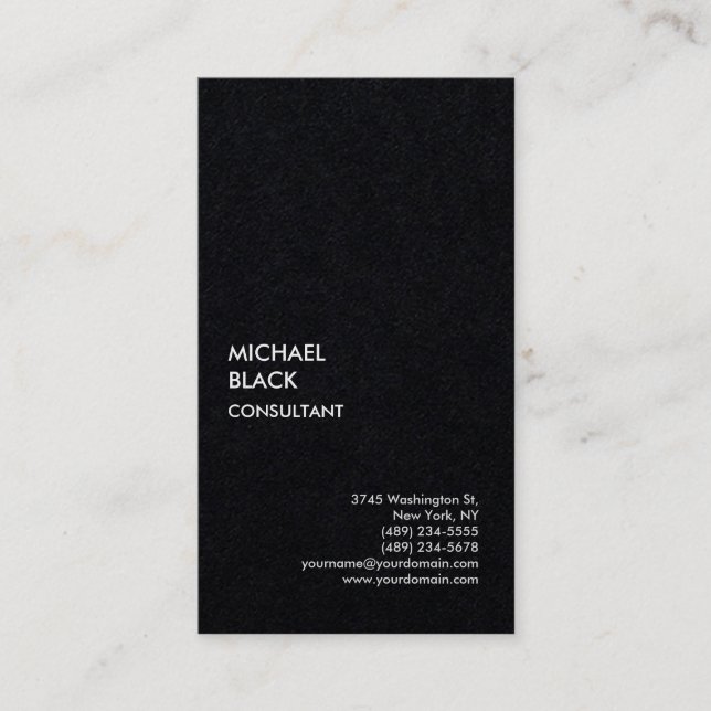 Exclusive Special Black Unique Modern Minimalist Business Card (Front)