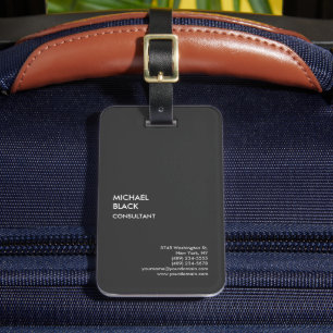 Exclusive Special Black Unique Modern Minimalist Luggage Tag