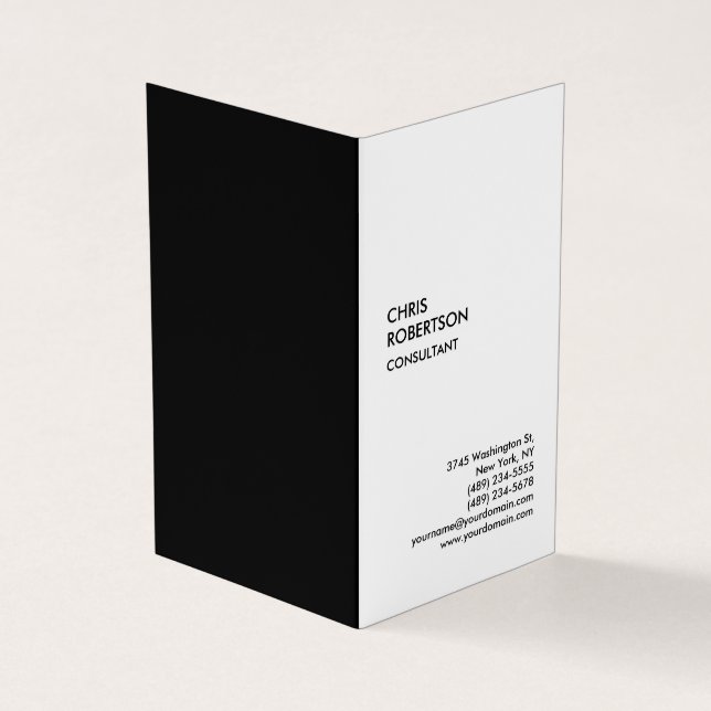Exclusive Special Black White Modern Unique Business Card (Outside)