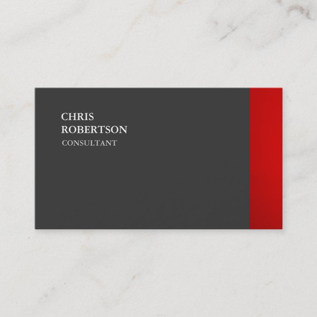 Exclusive Special Plain Red Grey Trendy Business Card (Front)