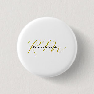Exclusive Unique Gold Colour Monogram Modern Name 3 Cm Round Badge