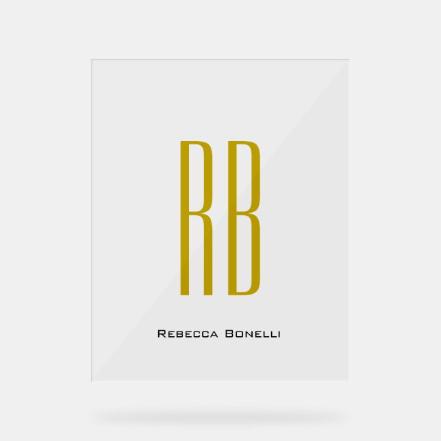 Exclusive Unique Gold Colour Monogram Modern Name Acrylic Sign (Front)