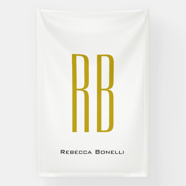 Exclusive Unique Gold Colour Monogram Modern Name Banner (Vertical)