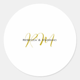 Exclusive Unique Gold Colour Monogram Modern Name Classic Round Sticker