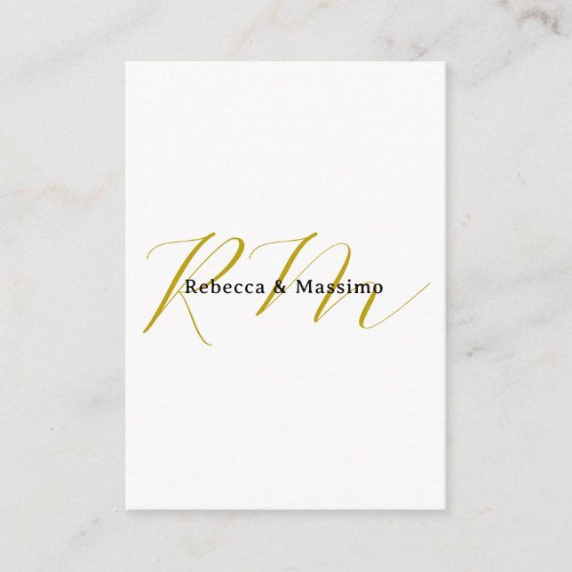Exclusive Unique Gold Colour Monogram Modern Name Enclosure Card (Front)