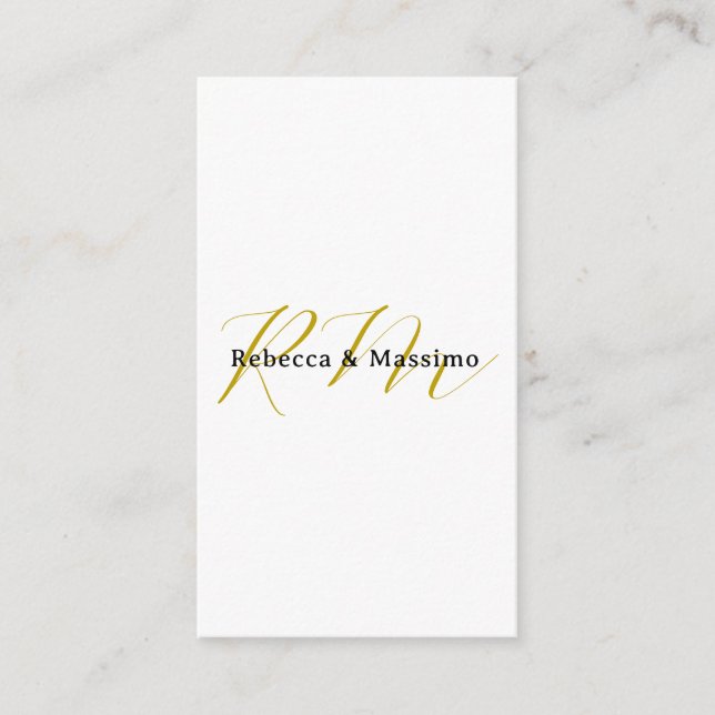 Exclusive Unique Gold Colour Monogram Modern Name Enclosure Card (Front)