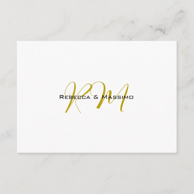 Exclusive Unique Gold Colour Monogram Modern Name Enclosure Card (Front)
