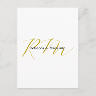 Exclusive Unique Gold Colour Monogram Modern Name Holiday Postcard