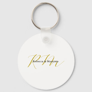 Exclusive Unique Gold Colour Monogram Modern Name Key Ring