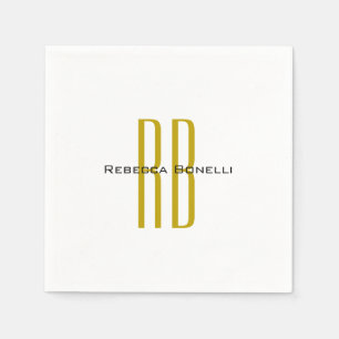 Exclusive Unique Gold Colour Monogram Modern Name Napkin