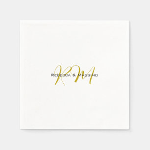 Exclusive Unique Gold Colour Monogram Modern Name Napkin