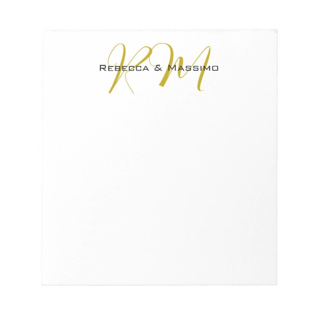 Exclusive Unique Gold Colour Monogram Modern Name Notepad (Front)