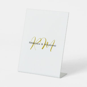 Exclusive Unique Gold Colour Monogram Modern Name Pedestal Sign