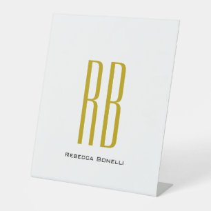 Exclusive Unique Gold Colour Monogram Modern Name Pedestal Sign