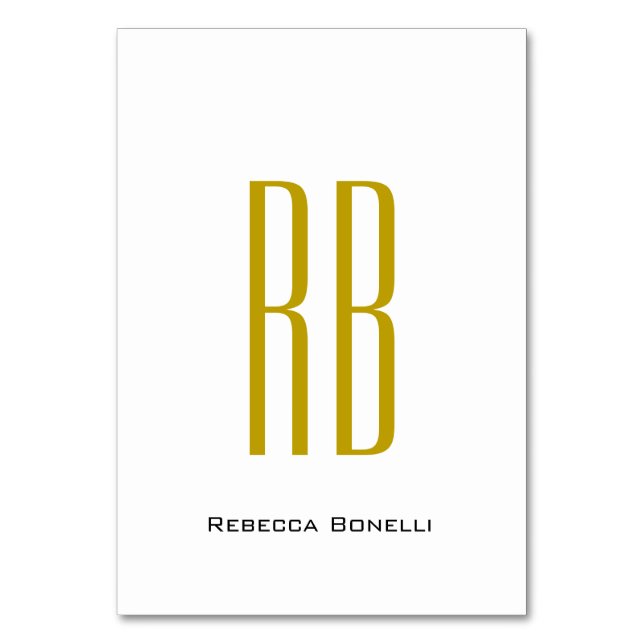 Exclusive Unique Gold Colour Monogram Modern Name Table Number (Front)