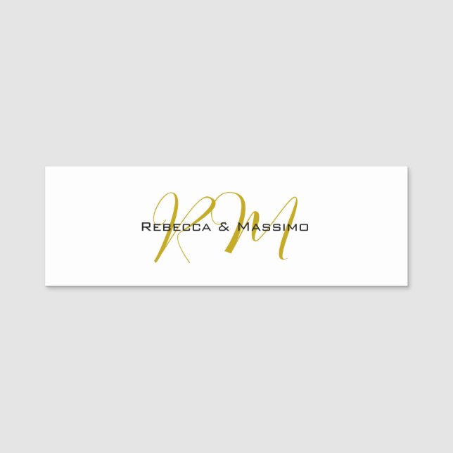 Exclusive Unique Gold Colour Monogram Modern Name Tag (Front)