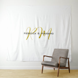 Exclusive Unique Gold Colour Monogram Modern Name Tapestry