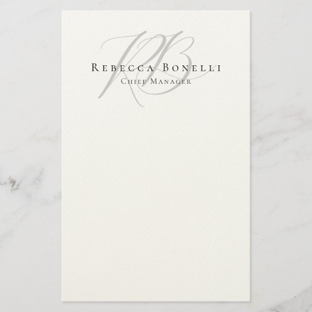 Exclusive Unique Monogram Profile Name Stationery (Front)