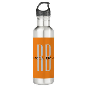 Exclusive Unique Orange Initials Monogram Modern 710 Ml Water Bottle