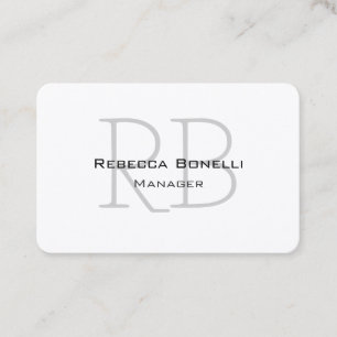 Exclusive Unique White Gray Monogram Modern Business Card