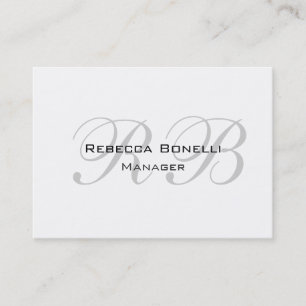 Exclusive Unique White Grey Monogram Business Card