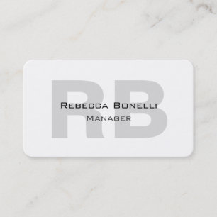 Exclusive Unique White Grey Monogram Manager Business Card
