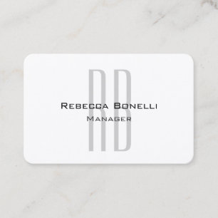 Exclusive Unique White Grey Monogram Modern Business Card
