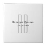 Exclusive Unique White Grey Monogram Modern Tile<br><div class="desc">You Can Easily Change the Fonts,  Background Image and Colour,  Letter Characters.</div>