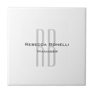 Exclusive Unique White Grey Monogram Modern Tile