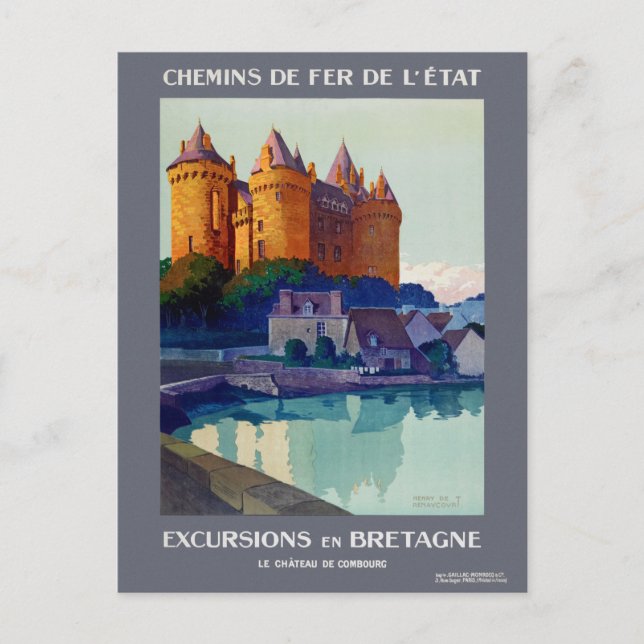 Excursions en Bretagne France Vintage Poster 1923 Postcard (Front)