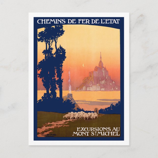 Excursions to St. Michel, France, vintage travel Postcard (Front)