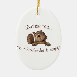 Excuse me...your birdfeeder is empty ceramic tree decoration