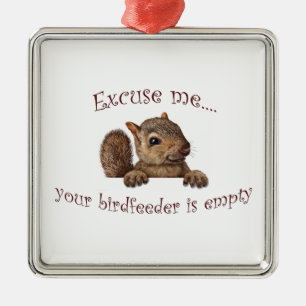 Excuse me...your birdfeeder is empty metal tree decoration