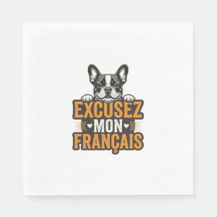 Excusez Mon Franais French Bulldog Vintage Napkin