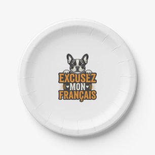 Excusez Mon Franais French Bulldog Vintage Paper Plate