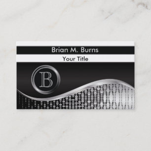 Executive Black and Silver    Monogram Business Card
