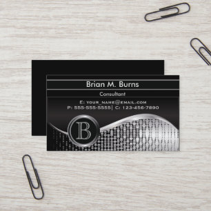 Executive Black and Silver Monogram Business Card