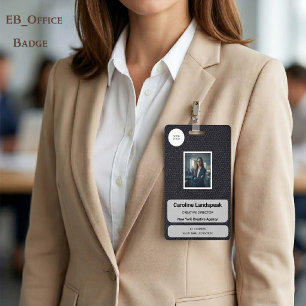 Executive Black Leather Custom Logo Photo ID  Badge
