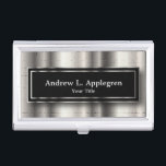 Executive - Black & Silver Metallic Accents Business Card Holder<br><div class="desc">Business Card Holder ready for you to personalise. ⭐This Product is 100% Customisable. Graphics and/or text can be added, deleted, moved, resized, changed around, rotated, etc... ✔(just by clicking on the "EDIT DESIGN" area) Choose from different fonts and text colour! No additional fees for personalisation! ⭐99% of my designs in...</div>