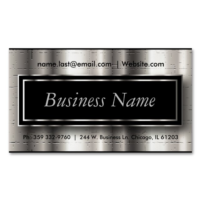 Executive - Black & Silver Metallic Accents Magnetic Business Card (Front)