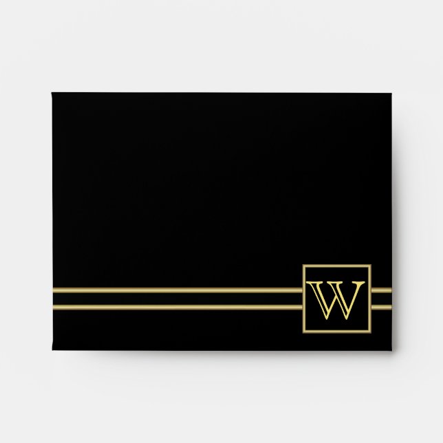 Executive Black with Gold | Monogram Plate Envelopes (Front)