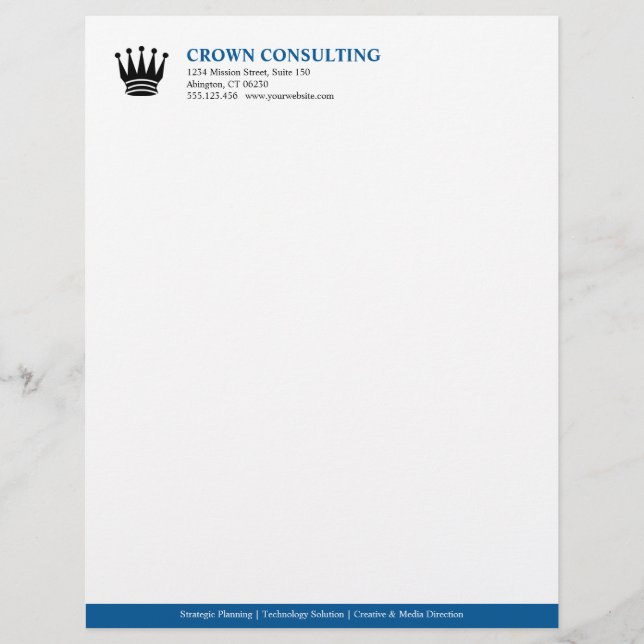 Executive blue stripe custom logo professional letterhead (Front)