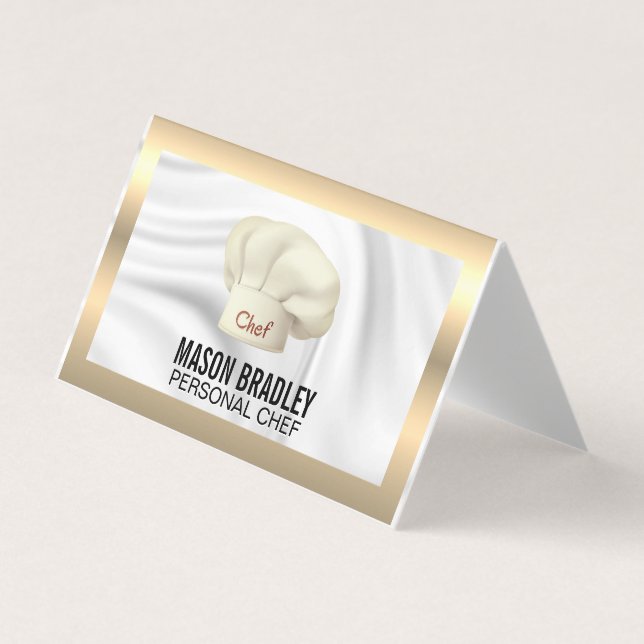Executive Chef | Culinary Hat Metallic Business Card (Front)