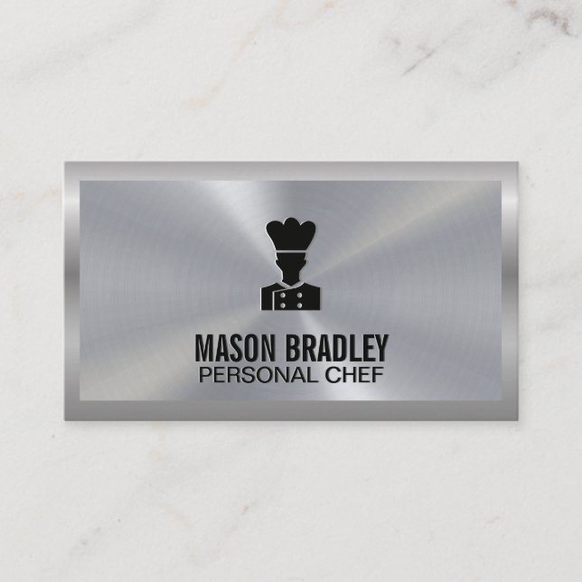 Executive Chef | Culinary Silver Metallic Business Card (Front)