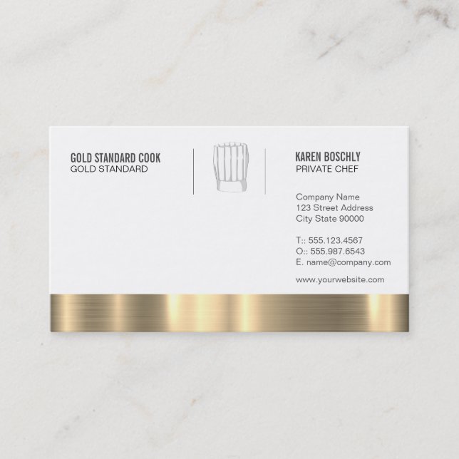 Executive Chef Gold Trim Business Card (Front)