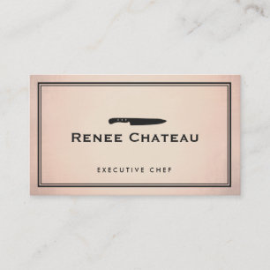 Executive Chef Knife Logo Copper Background Business Card